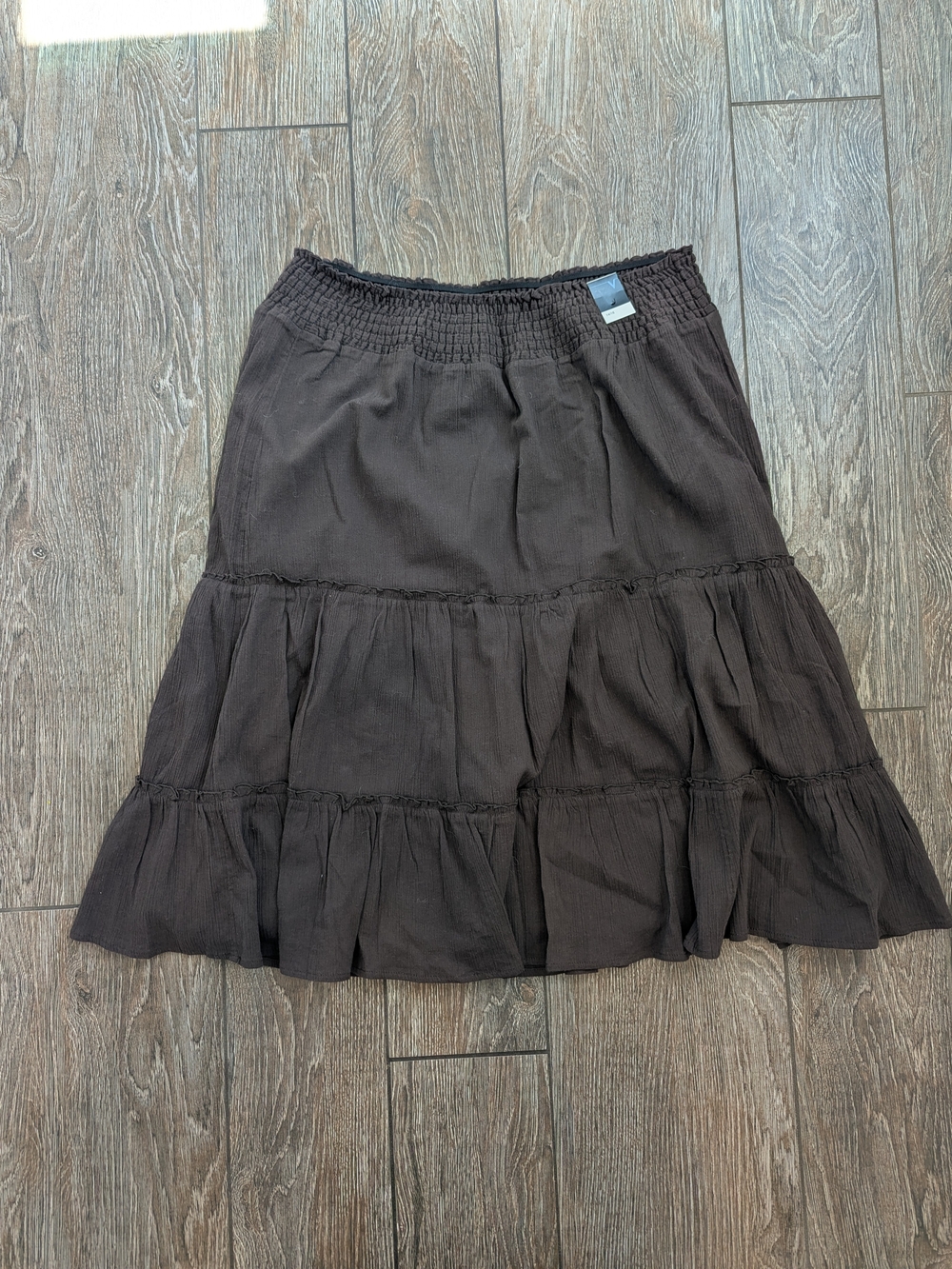 Venezia Brown Tiered Cotton Knee Length Skirt 12-14 X Large Fall Chocolate Brown